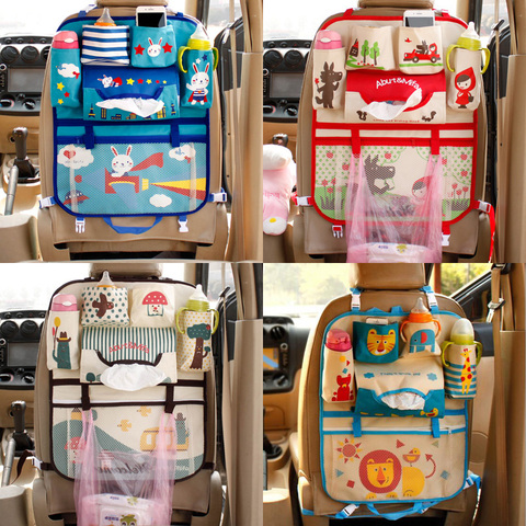 Cute Cartoon Lion Car Organizer Seat Back Storage Bag Hanging Stowing Tidying Baby Kids Travel Universal Auto Multi-pocket Bag ► Photo 1/6