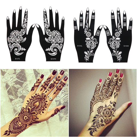 flower henna hand tattoos