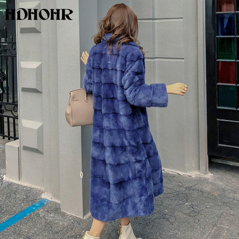 HDHOHR 2022 Real Whole Mink Fur X-Long Coat Factory Direct Sale Winter Slim Warm Female Mink Fur Long Turn-down Collar Jacket ► Photo 1/6