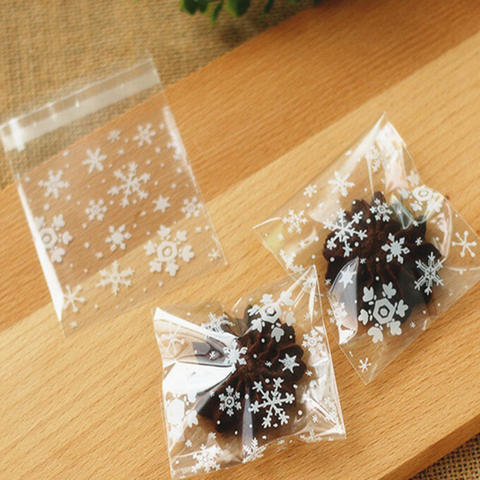 50Pcs/lot New Arrival 10x10cm Clear Christmas Snowflake Cookie Bag,Plastic Cellophane Self Adhesive Seal,Bakery Gift Cello Bags ► Photo 1/6