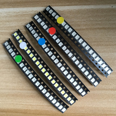 5 Values* 20pcs=100PCS  Bright 3528 1210 SMD LED Kit Red/Green/Blue/Yellow/White 20pcs Each LED Diode 3.5*2.8*1.9mm ► Photo 1/1