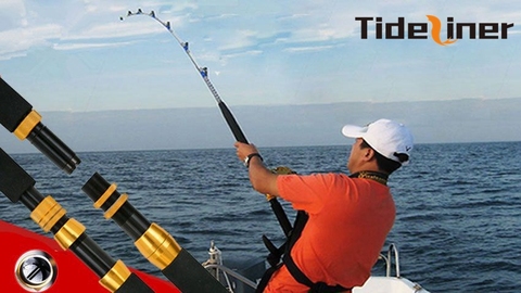 Tideliner 1.98m Heavy duty boat fishing rod super hard raft saltwater jigging carbon trolling fishing pole rod test weight 45kg ► Photo 1/6