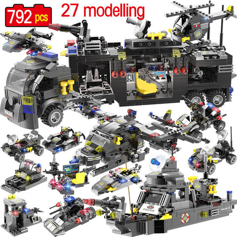 SWAT Series Building Blocks City Police Station Vehicle Car Helicopter Robot figures Bricks Educational Toys For Boys kids ► Photo 1/6