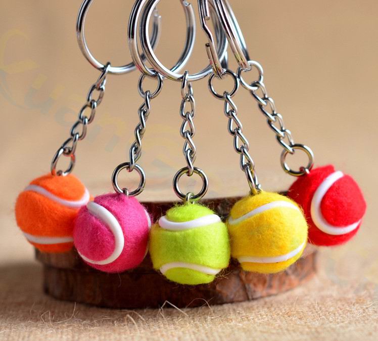 Tennis Ball Split Exquisite Compact Plastic 6Pcs Mini Tennis Keyring For Bag 