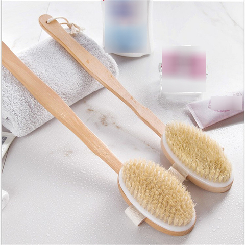 Bathroom Body Brushes Long Handle Bath Natural Bristles Brushes Exfoliating Massager With Wooden Handle Dry Brushing Shower Tool ► Photo 1/6