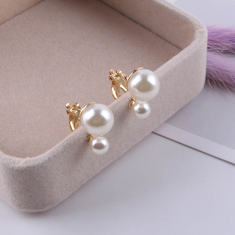 JIOFREE Simulated Pearl Statement Clip on Earrings Women Wedding Party no pierced Earrings Maxi Jewelry Love Christmas Gift ► Photo 1/6