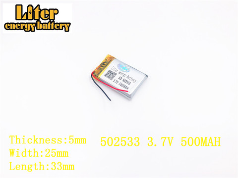 Liter energy battery 3.7V 500mAh 502533 plug Lithium Polymer Li-Po Rechargeable Battery For MP3 MP4 MP5 Lithium polymer battery ► Photo 1/4
