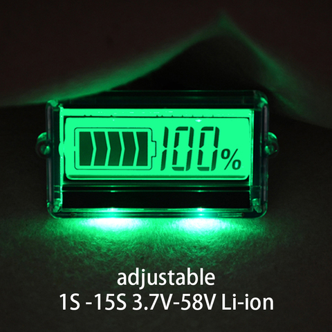 TH01 LCD 1S 2S 3S 4S 5S - 15S Lithium Battery Capacity Indicator Green Display Lipo li-ion Adjustable Remaining Detector Tester ► Photo 1/1