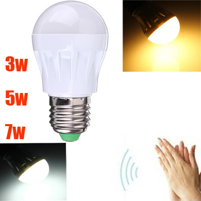 220V E27 3W/5W/7W Sound and Light Control Auto Sensor Voice Detection 27 LED SMD White Warm White Spotlight Light Lamp Bulb ► Photo 1/4