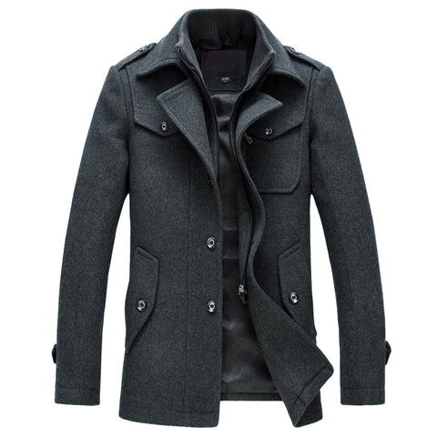 Mens Overcoat Winter Wool Coat Slim Fit Jackets Fashion Outerwear Warm Man Casual Jacket Overcoat Pea Coat Plus Size M-4XL ► Photo 1/6