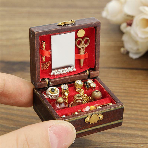 Miniatures Jewelry box Furniture Decoration For 1:12 Dollhouse Kids Toy Gift