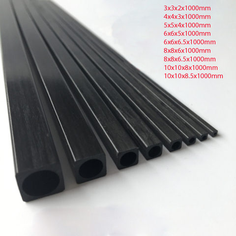 LAITRHM 5pcs 3K full carbon fiber square tube high strength length 1000mm OD 3mm 4mm 5mm 6mm 8mm 10mm ► Photo 1/4