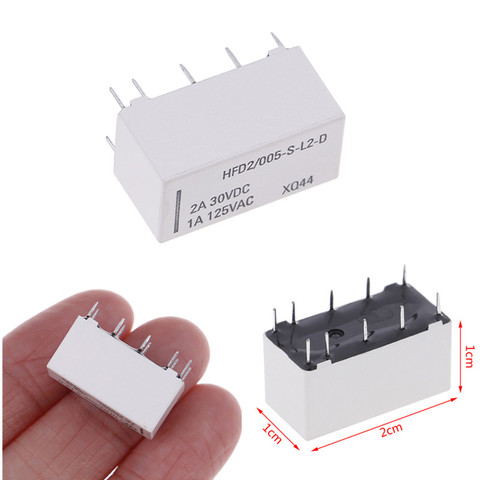 5V Coil Bistable Latching Relay DPDT 30VDC 2A 1A 125VAC HFD2/005-S-L2-D Realy ► Photo 1/6