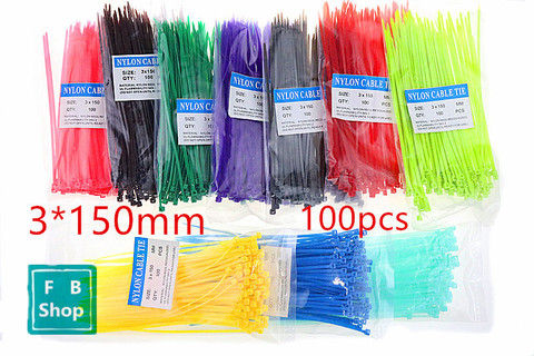 100pcs Colorful 3*150mm width 2.5mm Factory Standard Self-locking Plastic Nylon Cable Ties,Wire Zip Tie ► Photo 1/6