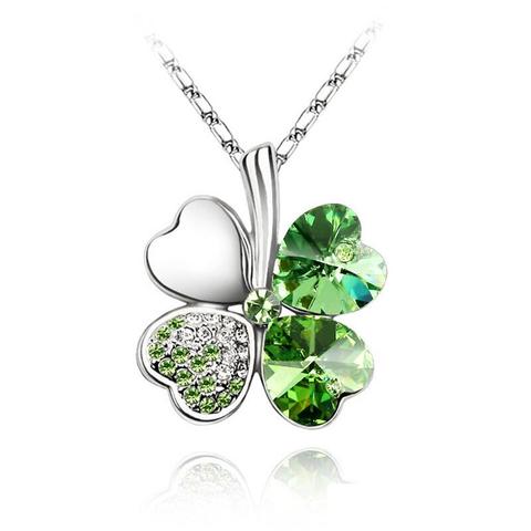 Austrian Crystal 4 four Leaf Leaves Clover pendant necklaces quality fashion jewelry dropshipping charms women accessories ► Photo 1/6