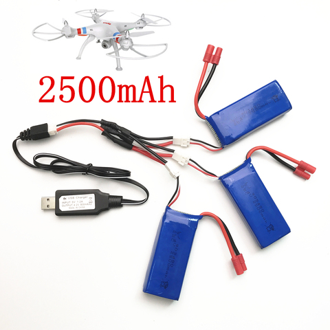 Syma X8C parts charger battery X8C X8W X8G X8HC X8HW X8HG 7.4V 2500mah RC Quadcopter spare parts Charger+1 to 3 wire+ 3 battery ► Photo 1/3