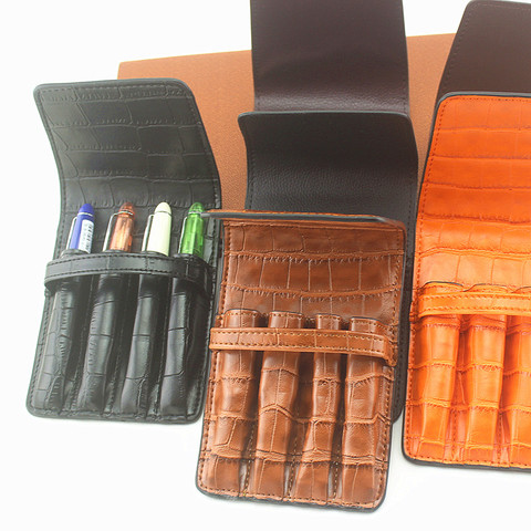 Handmade Leather Pen Case Pencil Bag Fountain Sleeve Bag Vintage Pouch for 4 Pen Stylus Ballpoint Cute Stationary ► Photo 1/6
