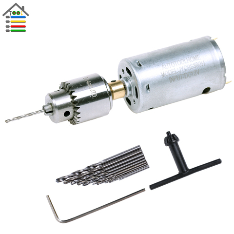 Mini Drill DC 12V Electric Motor PCB Hand Drills Press Drilling Compact Set with 10PC 0.5-3mm Micro Twist Bits 0.3-4mm JT0 Chuck ► Photo 1/6