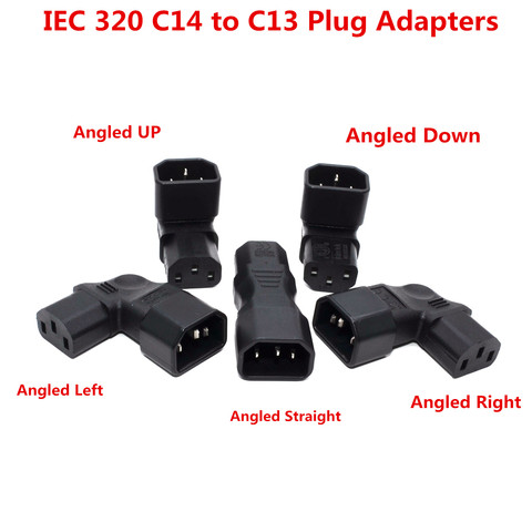 Plug Adapter IEC 60320 C14 Plug to IEC 60320 C13 Strainght Angle Connector Block Adapter ► Photo 1/1