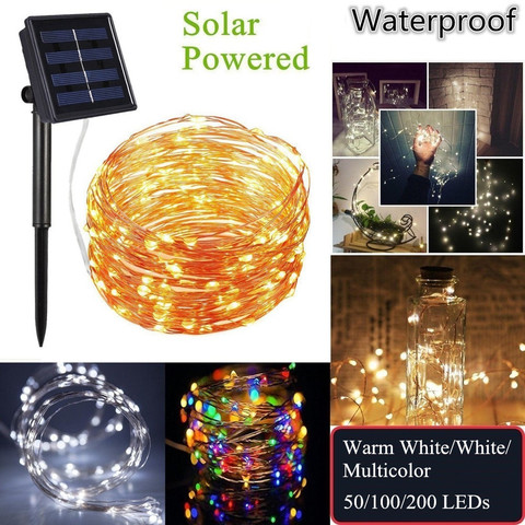 Solar Powered LED String Lights Fairy Garland Waterproof 20M 10M 5M Copper Wire for Christmas New Year Decoration Garden Lamp ► Photo 1/6
