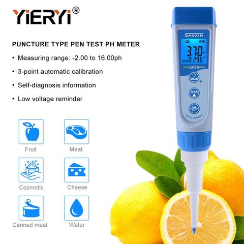 yieryi pH5S ph Meter range: -2.00~16.00 pH value waterproof pen type digital food pH Tester for cheese and fruit ► Photo 1/6