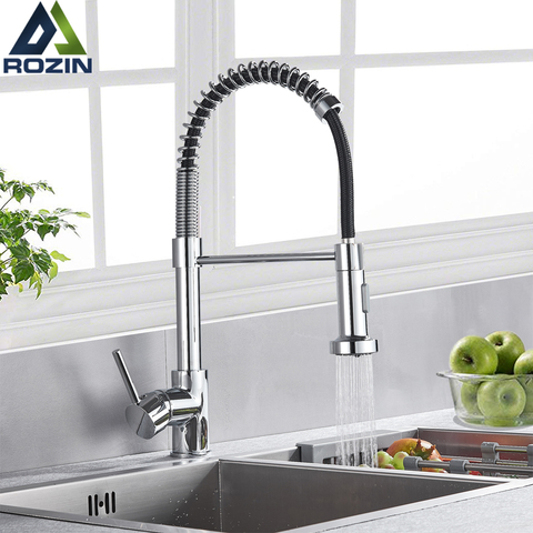 Chrome Kitchen Faucets Brass Faucets for Kitchen Sink Single Lever Pull Down Spring Spout Mixers Tap Hot Cold Water Crane ► Photo 1/6