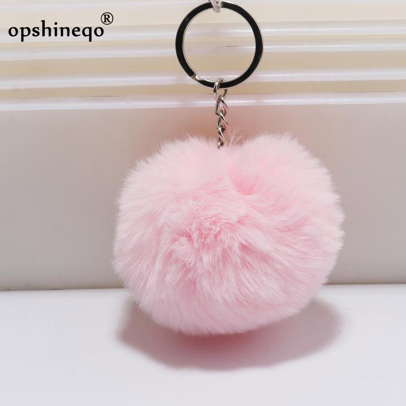 Key Chain Fur ball pom pom Keychain Pompom Artificial Rabbit Fur