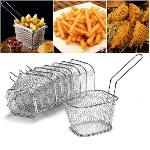 Mini French Deep Fryers Basket Net Mesh Fries Chip Kitchen Tool Stainless Steel Fryer Home Mini French Fries Baskets Strainer ► Photo 1/6