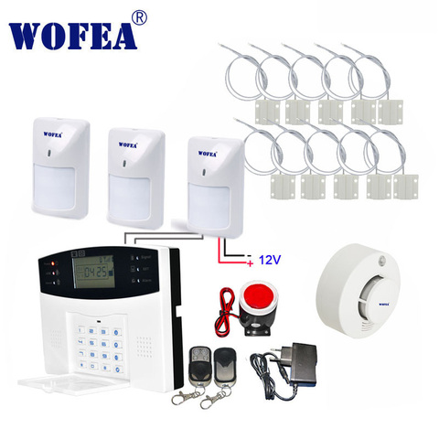Free Shipping LCD GSM Alarm System Kit With Wired Type Sensors For Door Open &  Motion Detector Smoke Alarm 7 Wire Zone ► Photo 1/4