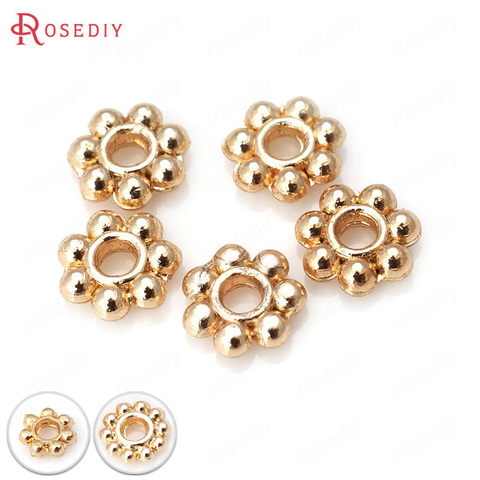20PCS 4MM 6MM 7MM 24K Champagne Gold Color Plated Brass Bracelets Flower Spacer Beads High Quality Diy Jewelry Accessories ► Photo 1/6