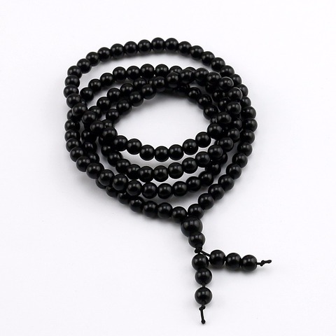 New Bright Black Onyx 108 Beads Buddha Bracelet Natural Stone Bangle Charm 6mm Beaded Bracelets For Men Women Jewelry ► Photo 1/6