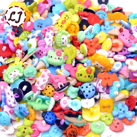 wholesale 50/100/200/300pcs random mixed plastic button for kids sewing buttons clothes accessories crafts child cartoon button ► Photo 1/4