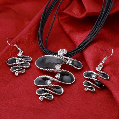 MINHIN Classic Jewelry Set Fashion Spiral Design Antique Pendant Rope Necklace Sets Wholesale Charm Jewelry Set ► Photo 1/6