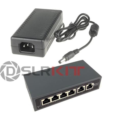 DSLRKIT 48V 72W 6 Ports 4 PoE Injector Power Over Ethernet Switch 4,5+/7,8- ► Photo 1/6