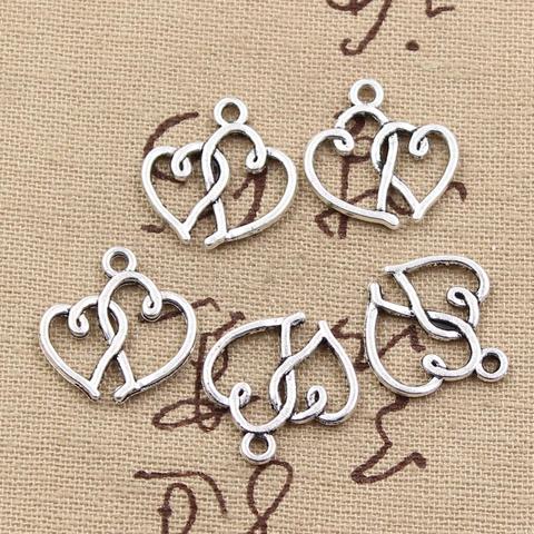 30pcs Charms Double Heart 19x19mm Antique Making Pendant fit,Vintage Tibetan Bronze Silver color,DIY Bracelet Necklace ► Photo 1/1