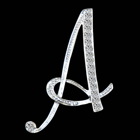 SHUANGR New Rhinestone Crystal Broches Initial Letter Brooch A-S lapel Pins and Brooches Clip Name Jewelry For Women Men Wedding ► Photo 1/1