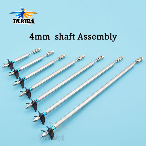 Rc Boat 4mm Boat Shaft Stainless steel Drive Shaft +Three Blades Screw +Cardan Joint+ Stainless Steel Shaft Sleeve+Prop Nut /set ► Photo 1/6
