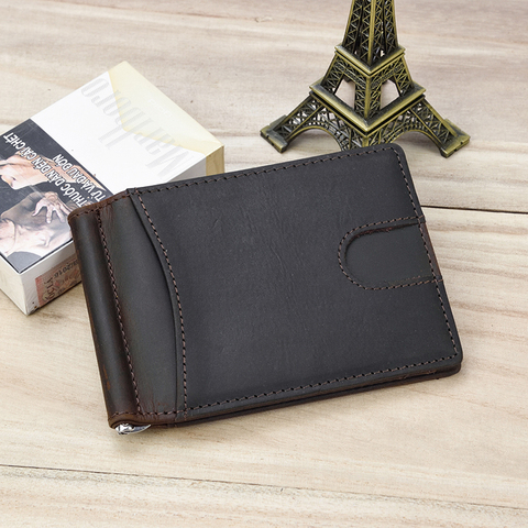 MAHEU Top Grade Brand Genuine Leather Money Clip Wallet Dollar Cash Card Cowskin Male Men's Clip Purse ► Photo 1/1