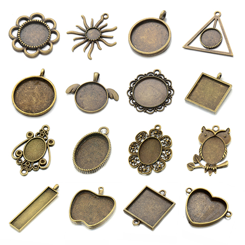 JUYA 10pcs/lot Zinc Alloy Charms Pendant Blank Cameo Cabochon Base Setting for DIY Necklace Pendant Jewelry Making Supplies ► Photo 1/6