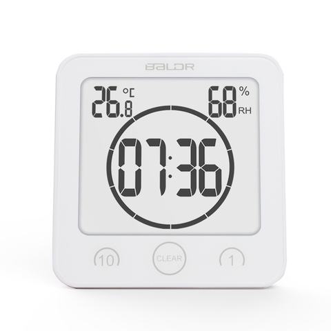 Waterproof Temperature Humidity Meter Digital Bathroom Wall Shower Clock Timer Kitchen Thermometer Hygrometer Countdown Alarm ► Photo 1/6