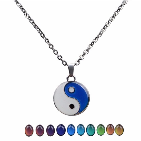 JUCHAO Mood Necklace Taiji Bagua Yinyang Pendant Gothic Necklace Temperature Control Color Change Necklaces for Women Men ► Photo 1/6