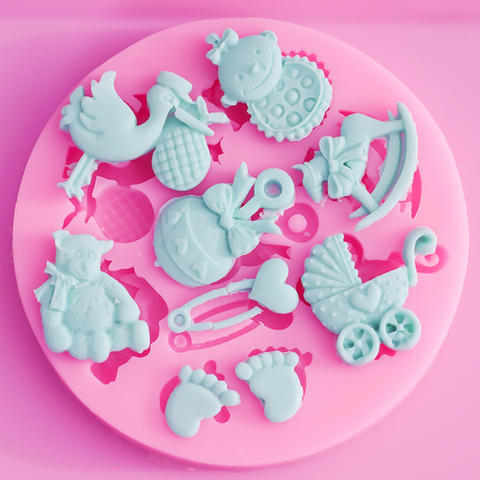 1Pc Cartoon Cute Cake Mould Baby Shower Party 3D Silicone Fondant Cookie Chocolate Mold for DIY Cake Decorating Tools ► Photo 1/6