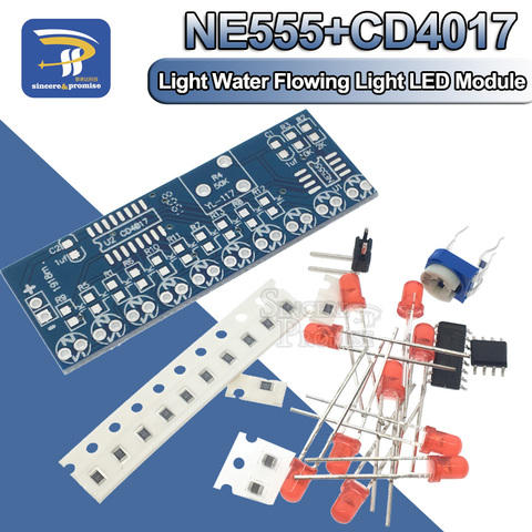 NE555 CD4017 Running LED Flow Light Electronic Production Suite Control Board Module Capacitor Oscillator Clock Siganal DIY Kit ► Photo 1/6