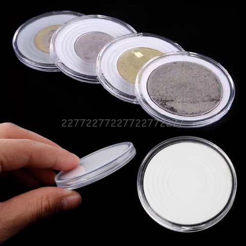 46mm Plastic Coin Holder Capsule Storage Case Collection Display Container Box 10pcs With Pad 5 size rings for choose N01 ► Photo 1/6