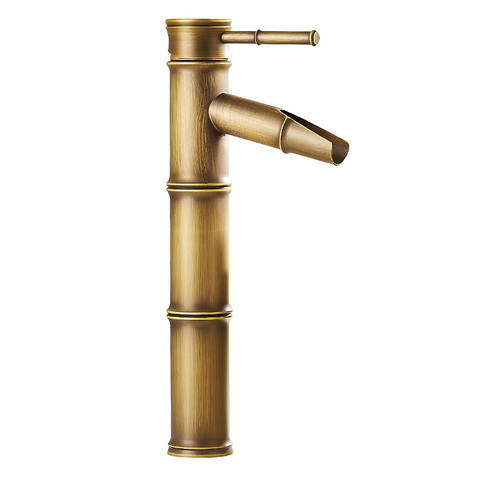 European antique bathroom sink basin faucet retro, Bamboo style single hole basin faucet vintage, Brass water tap hot and cold ► Photo 1/6