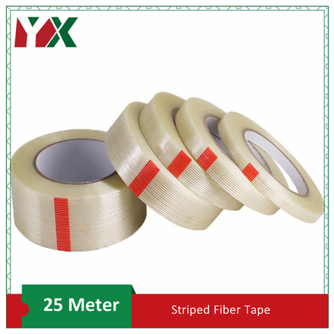 25M Strong Fiber Tape Filament Transparent Striped Fiber Tape Electrical Fixed Glass Steel Plate Strapping Model Sealing Tape ► Photo 1/5