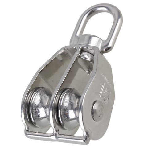 M15/M20//M25/M32/M50 Durable Swivel 304 Stainless Steel Double Sheave Wire Rope Pulley Block Chain Traction Wheel ► Photo 1/3