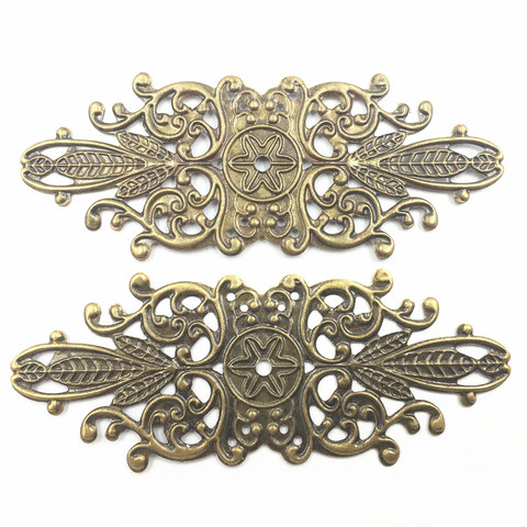 Connector Vintage Bronze Tone Flower Pattern Filigree Wraps Alloy Embellishments Jewelry DIY Finding 8.5x3.4cm 10Pcs ► Photo 1/4