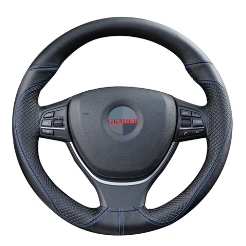 DIY 38cm Steering Wheel Covers Soft 100% Cowhide Genuine Leather Anti-wear Car Steering Wheel Cover Braid With Needles Thread ► Photo 1/6