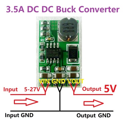 3.5A mini-size High-Power 6.5V-27V to 5V DC DC Step-Down Buck Converter Module replace AMS117 7805 lm2596 for Arduino Motor LED ► Photo 1/6